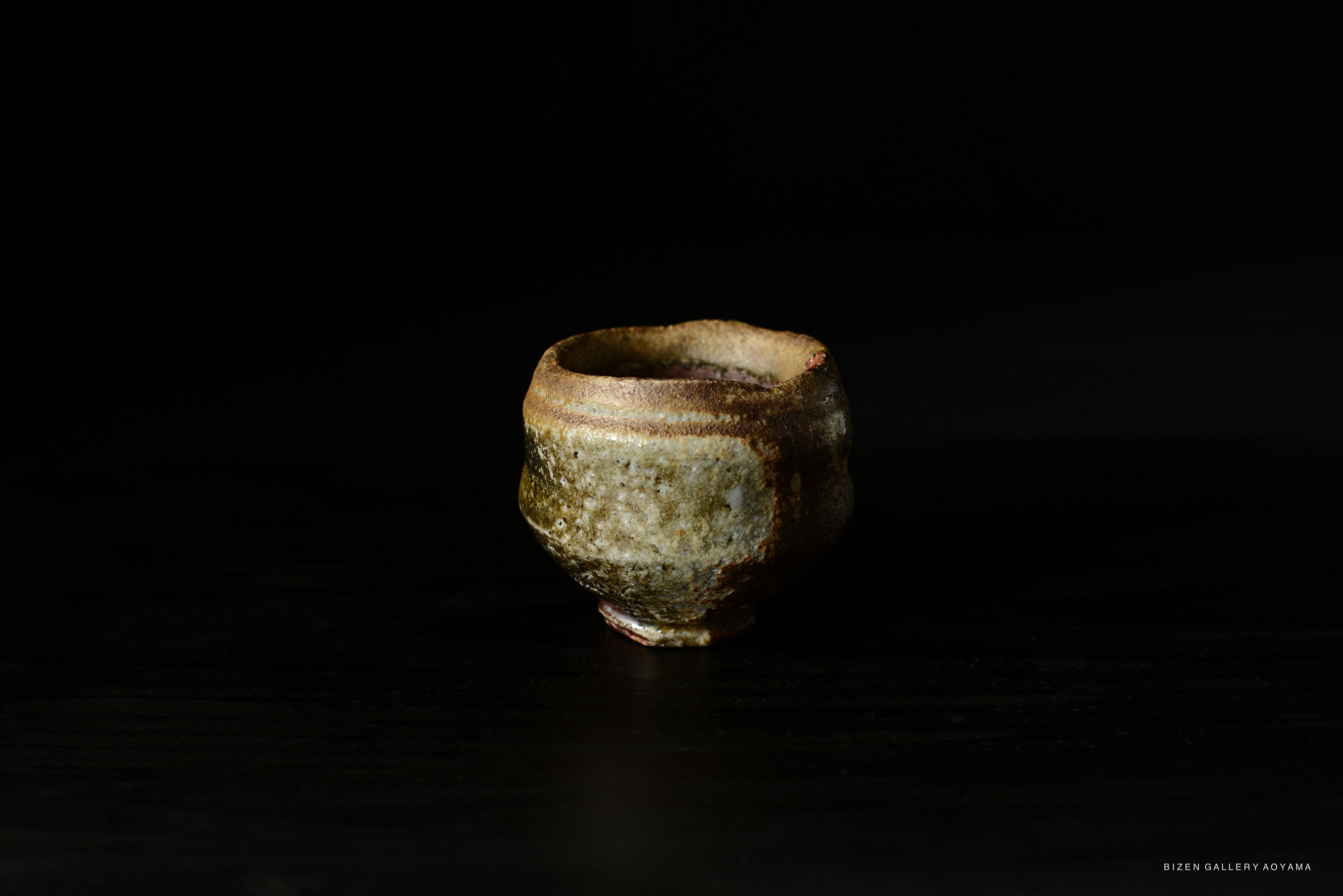 Bizen Guinomi sake cup by Naoe Koide, showcasing earthy tones and unique textures.
